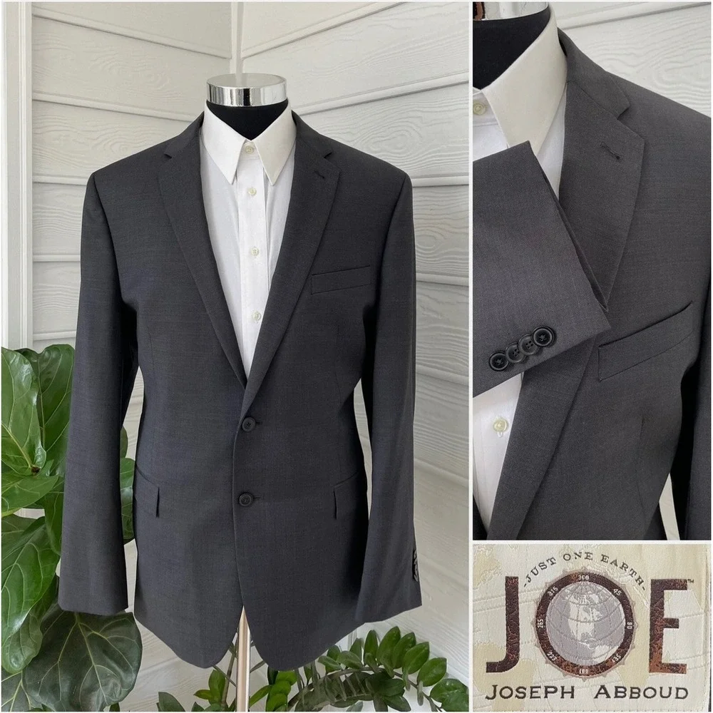 Men's‎ Joseph Abboud Charcoal Super 120's Wool Suit Jacket Size 42S